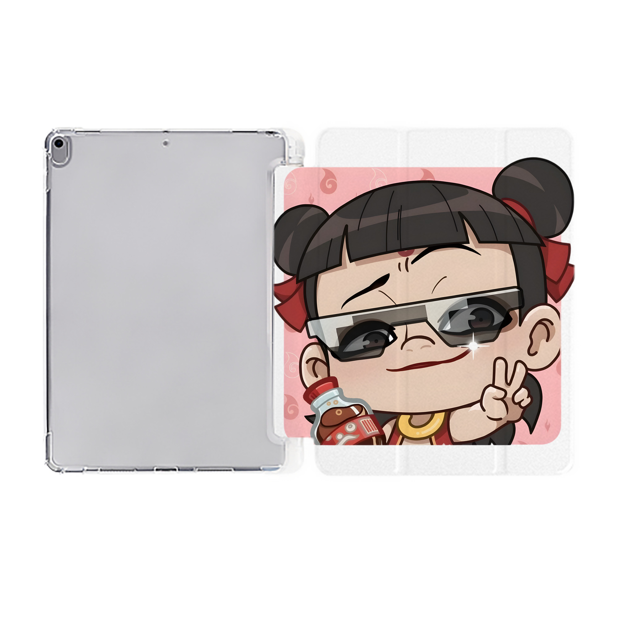 Ne Zha 2 ナタ 魔童の大暴れ IPad ケース ペン収納付き 三つ折りスタンド PUレザー×シリコン 対応機種9.5/10.5/10.9インチ